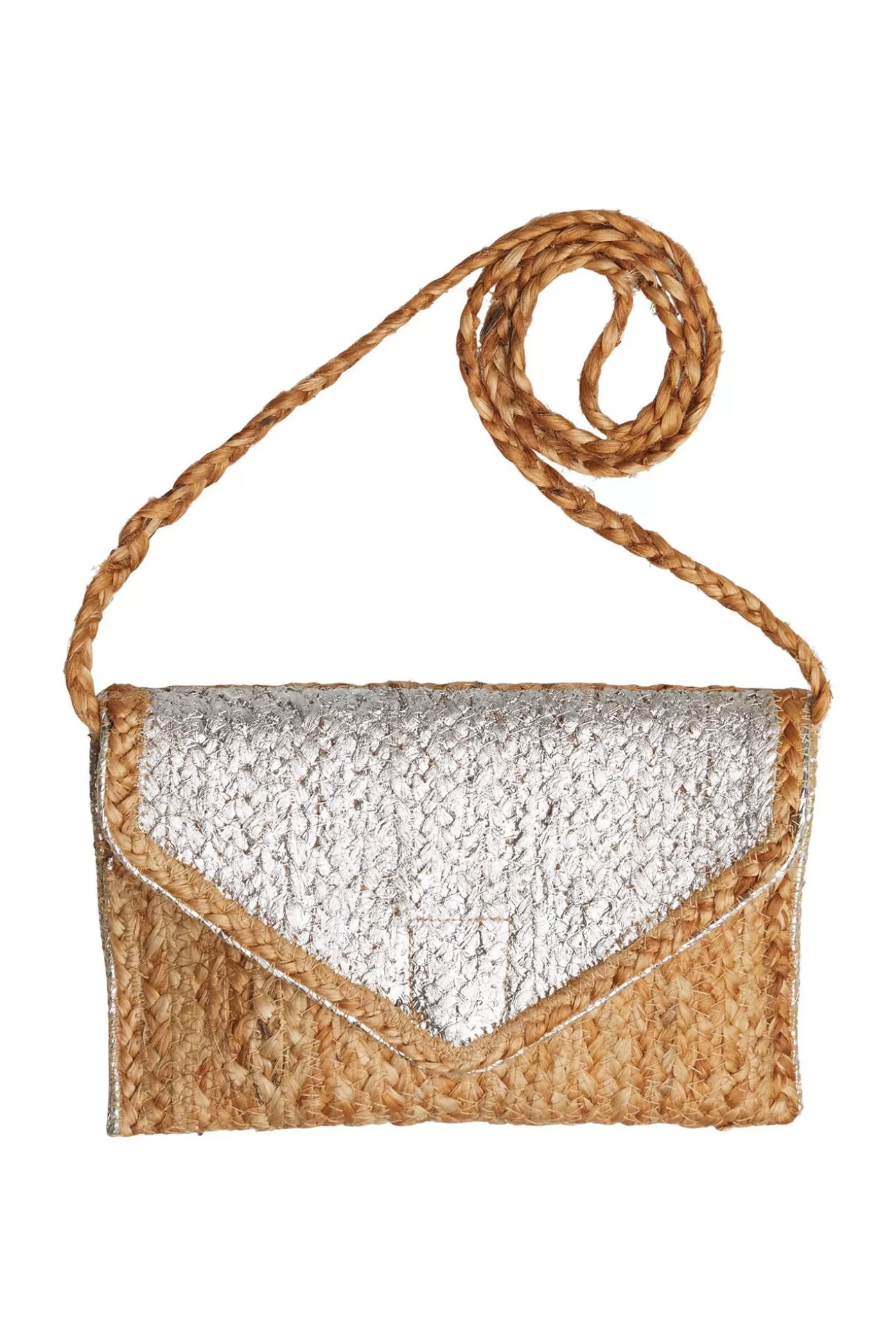 Bolsos^Esprit Bolso Clutch Tejido Yute Color Block Gris