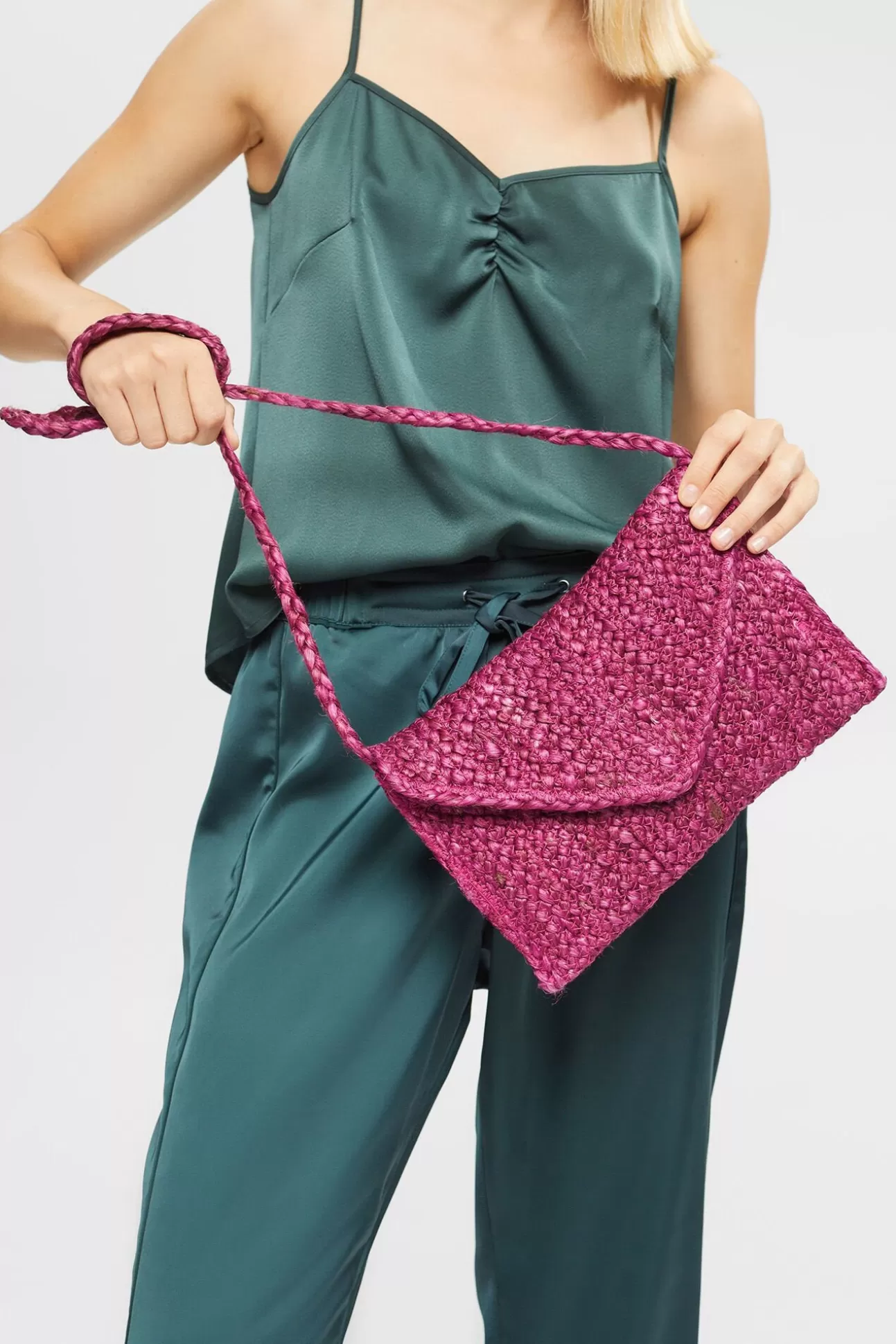 Bolsos^Esprit Bolso Clutch Tejido Yute Monocolor Vino