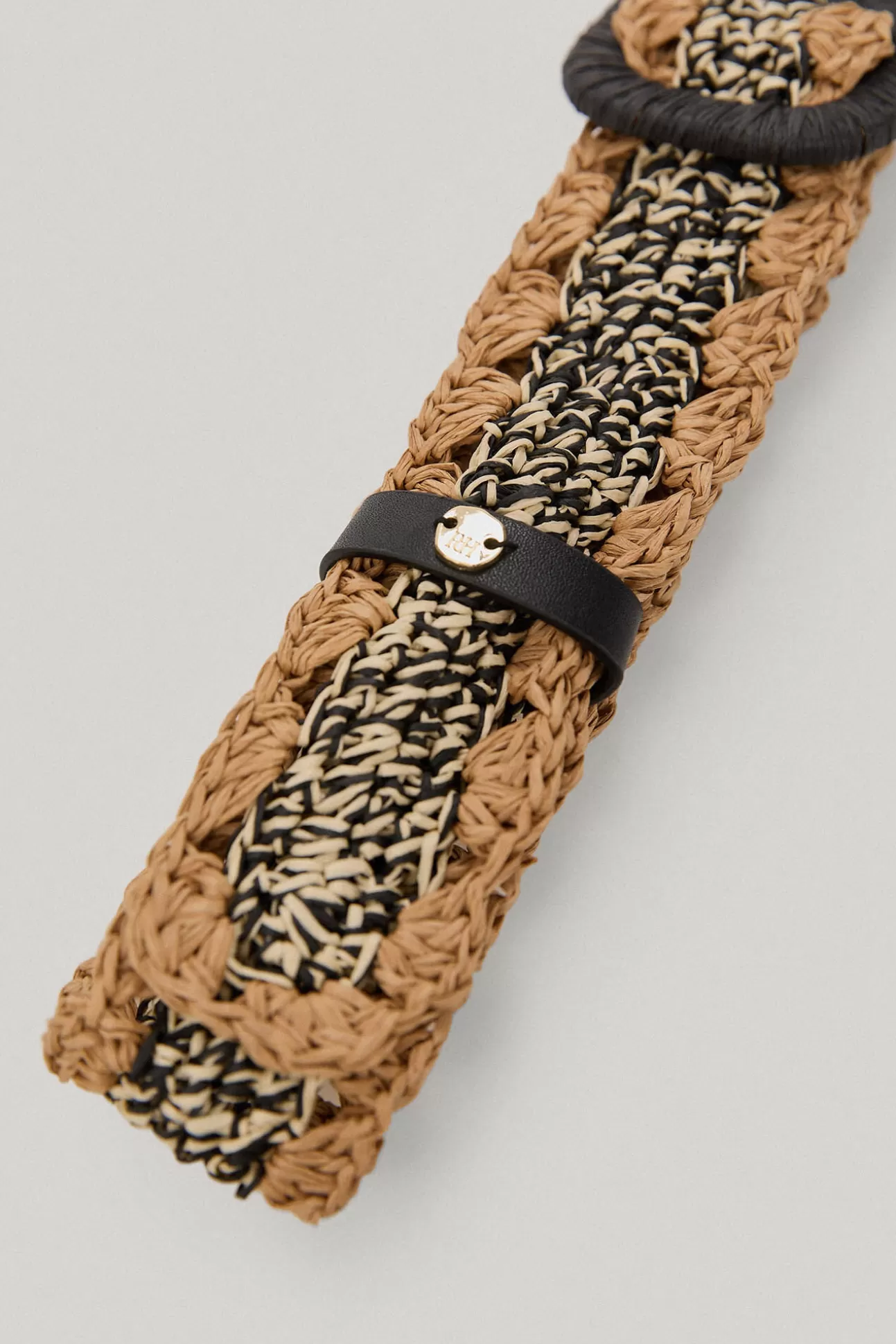 Cinturones^Pedro del Hierro Cinturon Rafia Multicolor Con Hebilla Forrada Negro