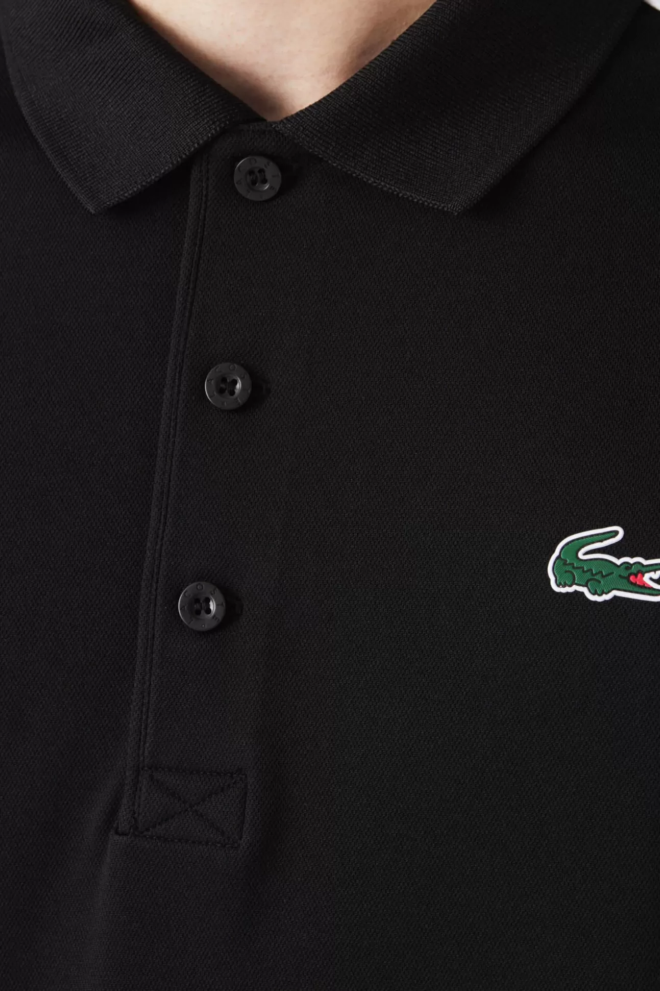 Polos^Lacoste Polo Con Ribetes En Contraste En Los Hombros Y Los Extremos De Las Mangas Negro